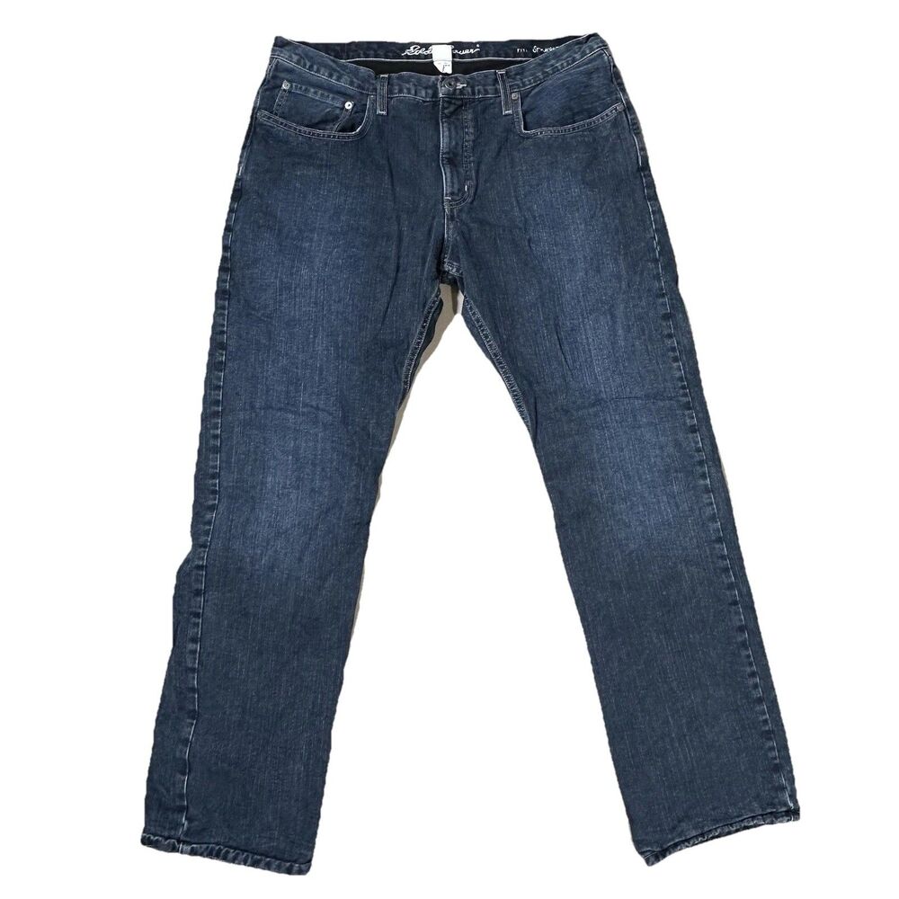 Eddie Bauer Straight Fit Jeans Mens Blue Flannel Lined Denim